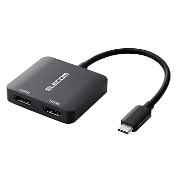 【中古】エレコム usb c 変換アダプタ Type-C to HDMI (2ポート) 4K(3840×2160px)/60Hz マルチディスプレイ ミラーリン...