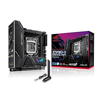 【中古】ROG Strix Z590-I ????? WiFi 6E LGA 1200 (?????11/?10??) Mini-ITX ??????????? (PCIe 4.0?8+2??????? Thunderbolt 4????? 2.5Gb LAN USB 3.2