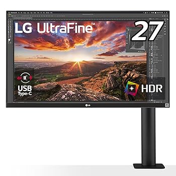 【中古】LG エルゴノミクス スタンド モニター ディスプレイ 27UN880-B 27インチ/4K/HDR/IPS非光沢/USB Type-C,HDMI×2、DP/FreeSync/スピーカー/チルト,