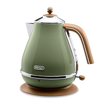 【中古】De'Longhi (デロンギ) 電気ケトル アイコナ・ヴィンテージ KBOV1200J-GR ステンレス 1.0L 見やすい水量計 異物混入防止フィルタ 空だき防止機能の商品画像