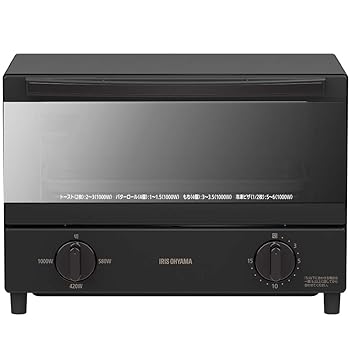 【中古】［非常に良い］アイリスオーヤマ オーブントースター ブラック 2枚焼き ミラーガラス パンくず..