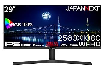 【中古】JAPANNEXT 29インチ IPSパネル搭載 ワイドフルHD(2560x1080)解像度 ウルトラワイド液晶モニター JN-IPS292WFHD-HSP-C65W HDMI DP USB Type-C(最大65W) sRGB:1...