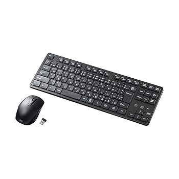 【中古】サンワサプライ ワイヤレス静音キーボードマウスセット(テンキーなし) SKB-WL38SETBK ブラック