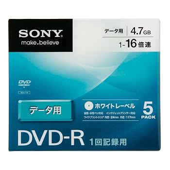 【中古】ソニー データ用DVD-R 16倍速 5mmケース 5枚パック 5DMR47KLPS【メーカー名】【メーカー型番】【ブランド名】Sony DVD-R 【商品説明】ソニー データ用DVD-R 16倍速 5mmケース 5枚パック 5DMR47KLPS画像はサンプル写真のため商品のコンディション・付属品の有無については入荷の度異なります。※中古品のため「限定」「初回」「保証」「DLコード」などの表記がありましても、特典・付属品・保証等は付いておりません。中古品のため使用に影響ない程度の使用感・経年劣化（傷、汚れなど）がある場合がございます。※中古品の特性上ギフトには適しておりません。当店では初期不良に限り、商品到着から5日間は返品を受け付けております。お問い合わせ・メールにて不具合詳細をご連絡ください。お客様都合での返品はお受けしておりませんのでご了承ください。他モールとの併売品の為、売り切れの場合はご連絡させて頂きます。★ご注文からお届けまで1、ご注文（24時間受付）2、注文確認⇒当店から注文確認メールを送信致します3、在庫確認⇒中古品は受注後に、再メンテナンス、梱包しますので、お届けまで3日〜10日程度とお考え下さい。※海外在庫場合は2〜3週間程度でのお届けとなります。4、入金確認⇒前払い決済をご選択の場合、ご入金確認後、配送手配を致します5、出荷⇒配送準備が整い次第、出荷致します。配送業者、追跡番号等の詳細をメール送信致します。6、到着⇒出荷後、1〜3日後に商品が到着します。※離島、北海道、沖縄は遅れる場合がございます。予めご了承下さい。お電話でのお問合せは少人数で運営の為受け付けておりませんので、お問い合わせ・メールにてお願い致します。ご来店ありがとうございます。当店では良品中古を多数揃えております。お電話でのお問合せは少人数で運営の為受け付けておりませんので、お問い合わせ・メールにてお願い致します。