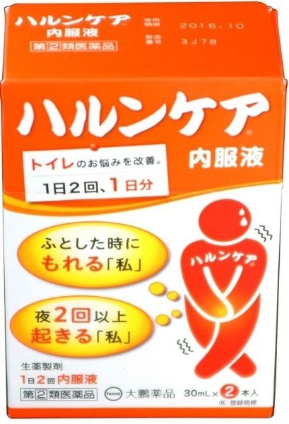 リスク区分：第(2)類医薬品使用期限：使用期限まで120日以上の商品を販売します。【指定第2類医薬品】 8種類の生薬 ジオウ、タクシャ、ボタンピ、ブクリョウ、 サンシュユ、サンヤク、ケイヒ，炮附子 から抽出・濃縮し、更にエタノールを加え 澱粉等を分離除去した後、 エタノールを蒸発除去したエキスを含有する生薬製剤です。 【効能・効果】 体力の低下、下半身の衰え、 手足の冷えを伴う方の以下の症状を緩和します ・軽い尿もれ ・頻尿（小便の回数が多い） ・残尿感 ・尿が出渋る 【成分・分量】 1日量2本（60ml）中 生薬エキスH……11mL ジオウ 5g タクシャ 3g ボタンピ 3g ブクリョウ 3g サンシュユ 3g サンヤク 3g ケイヒ 1g 炮附子 1g より抽出 グリセリン、ポリオキシエチレン硬化ヒマシ油、 クエン酸、安息香酸Na、パラベン、pH調整剤、 トウモロコシデンプン、香料 【用法・用量】 次の量を朝夕食前又は食間に服用してください 年齢 / 成人（15歳以上） / 小児（15歳未満） 1回量 / 1本（30ml） / 服用しないでください 1日服用回数 / 2回 / 服用しないでください 食間とは食事と食事の間という意味で、食後約2時間のことです。 【使用上の注意】 ・してはいけないこと 　　（守らないと現在の症状が悪化したり、副作用が起こりやすくなります） 　　　　○次の人は服用しないでください 　　　　　　1胃腸の弱い人 　　　　　　2下痢しやすい人 　　　　　　3次の症状のある人 　　　　　　　・脊髄損傷や痴呆等により、「尿がもれたことに気が付かない」 　　　　　　　・前立腺肥大症等により、「少量ずつ常に尿がもれる」 ・相談すること 　　　　○次の人は服用前に医師、薬剤師又は登録販売者に相談してください 　　　　　　1医師の治療を受けている人 　　　　　　2妊婦又は妊娠していると思われる人 　　　　　　3のぼせが強く赤ら顔で体力の充実している人 　　　　　　4今までに薬により発疹・発赤、かゆみ等を起こしたことがある人 　　　　　　5漢方製剤等を服用している人（含有生薬の重複に注意する） 　　　　○服用後、次の症状があらわれた場合は 　　　　　副作用の可能性があるので、直ちに服用を中止し、 　　　　　この説明文書を持って医師、薬剤師又は登録販売者に相談してください 　　　　　　皮ふ・・・発疹・発赤、かゆみ 　　　　　　消化器・・・悪心・嘔吐、食欲不振、 　　　　　　　　　　　　胃部不快感、下痢、腹痛、便秘 　　　　　　精神神経系・・・頭痛、めまい 　　　　　　循環器・・・動悸 　　　　　　呼吸器・・・息切れ 　　　　　　泌尿器・・・尿閉 　　　　　　その他・・・のぼせ、悪寒、浮腫 　　　　○14日間位服用しても症状がよくならない場合は服用を中止し、 　　　　　この説明文書を持って医師、薬剤師又は登録販売者に相談してください ・保管及び取扱い上の注意 　　　　　　1直射日光の当たらない涼しい所に保管してください 　　　　　　3開封後の保存及び他の容器への入れ替えをしないでください 　　　　　　　（誤用の原因になったり品質が変わることがあります） 　　　　　　4使用期限を過ぎた製品は服用しないでください。 　　　　　　　使用期限は外箱及びラベルに記載しています 【発売元】 大鵬薬品株式会社 ★パッケージ・商品内容等は、予告なく変更する場合もあります。 　ご了承ください。 ★複数の店舗で在庫を共有しておりますので、 　在庫切れの場合もございます。予めご了承ください。 (おしっこ 尿 尿もれ 残尿感 おもらし 旅行 漢方 漢方薬) (八味地黄丸 レディガード リエイジ 猪苓湯 類) 広告文責：SCB 050-3302-2709 原産国：日本 区分：第(2)類医薬品