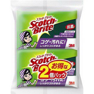 【T 2個パック♪】 3M スコッチブライト 抗菌ウレタンスポンジ たわし(2個入) S-21KS 2PM