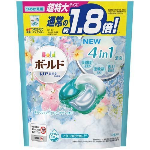【※】 ボールド 洗濯洗剤 ジェルボール 4D フレッシュフラワーサボン 超特大 詰替 (400g) 洗濯洗剤