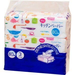 マスコー製紙 キッチンペーパー (80組×3個パック) キッチン用品