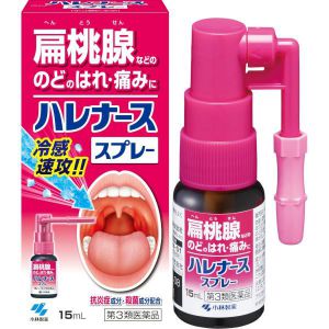 リスク区分：第3類医薬品 使用期限：使用期限まで120日以上の商品を販売します。 【第3類医薬品】 ★パッケージ・商品内容等は、予告なく変更する場合も 　ございます。予めご了承ください。 ★当店では複数の店舗で在庫を共有しております。 　在庫切れの場合もございますので予めご了承ください。 【商品説明】 ●扁桃腺などののどのはれ・痛みに効果のある医薬品です ●スプレーなのでいつでもどこでも気になった時に対処できます ●液剤が患部の痛みを和らげ、メントールによる清涼感が広がります。 【成分】100mL中 アズレンスルホン酸ナトリウム水和物・・0．02g セチルピリジニウム塩化物水和物・・・・0．3g D—ソルビトール、プロピレングリコール、グリセリン、 リン酸ニ水素Na、リン酸水素Na、エタノール、l—メントール 【注意事項】 ★使用上の注意 長期連用しないこと 1．次の人は使用前に医師、歯科医師、薬剤師又は登録販売者に相談すること （1）医師又は歯科医師の治療を受けている人 （2）薬などによりアレルギー症状を起こしたことがある人 （3）次の症状のある人：口内のひどいただれ 2．使用後、次の症状があらわれた場合は副作用の可能性があるので、 直ちに使用を中止し、この箱を持って医師、薬剤師又は登録販売者に相談すること 関係部位／　症状 皮ふ　／発疹・発赤、かゆみ 消化器　／胃部不快感、吐き気 3．使用後、次の症状があらわれることがあるので、 このような症状の持続又は増強が見られた場合には、使用を中止し、 この箱を持って医師、歯科医師、薬剤師又は登録販売者に相談すること：口の刺激感 4．5〜6日間使用しても症状がよくならない場合は使用を中止し、 この箱を持って医師、歯科医師、薬剤師又は登録販売者に相談すること 【発売元】 小林製薬株式会社 ( 医薬品 扁桃腺 扁桃炎 へんとうせん ) ( スプレー ) 広告文責：SCB 050-3302-2709 原産国：日本 区分：第3類医薬品