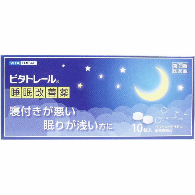 リスク区分：第(2)類医薬品 使用期限：使用期限まで120日以上の商品を販売します。 【指定第2類医薬品】 ★パッケージ・商品内容等は、予告なく変更する場合も 　ございます。予めご了承ください。 ★当店では複数の店舗で在庫を共有しております。 　在庫切れの場合もございますので予めご了承ください。 【商品説明】 なかなか寝付けない、眠りが浅いといった一時的な不眠症状の緩和に 効果のある医薬品です。 有効成分ジフェンヒドラミン塩酸塩は、皮膚のかゆみ、くしゃみ、鼻水 といったアレルギー症状を緩和する目的で一般的に用いられてきた成分 ですが、服用すると眠気をもよおすという作用があります。 この眠気をもよおす作用に着目して作られたお薬です。 ※15歳未満の方は使用しないでください。 医薬品。 【効能 効果】 一時的な不眠の次の症状の緩和:寝つきが悪い、眠りが浅い。 【用法 用量】 寝つきが悪い時や眠りが浅い時、次の1回量を1日1回就寝前に服用。 15才以上:1回 2錠 15才未満:服用しないこと。 &lt;用法・用量に関連する注意&gt; (1) 定められた用法・用量を厳守してください。 (2) 1回2錠を超えて服用すると、神経が高ぶるなど不快な症状があらわれ、 逆に眠れなくなることがあります。 (3) 就寝前以外は服用しないでください。 (4) 錠剤の取り出し方 錠剤の入っているPTPシートの凸部を指先で強く押して裏面のアルミ箔を破り、 取り出してから服用してください。(誤ってそのまま飲み込んだりすると食道 粘膜に突き刺さるなど思わぬ事故につながります。) 【成分】(1回量(2錠)中) ジフェンヒドラミン塩酸塩 50mg 添加物:セルロース、乳糖、カルメロースCa、ステアリン酸Mg、ヒプロメロース、 酸化チタン、マクロゴール、カルナウバロウ 【注意事項】 してはいけないこと (守らないと現在の症状が悪化したり、副作用が起こりやすくなります) 1.次の人は服用しないでください (1) 妊婦又は妊娠していると思われる人。(2) 15才未満の小児。 (3) 日常的に不眠の人。 (4) 不眠症の診断を受けた人。 2.本剤を服用している間は、次のいずれの医薬品も使用をしないでください 他の催眠鎮静薬、かぜ薬、解熱鎮痛薬、鎮咳去痰薬、抗ヒスタミン剤を含有する 内服薬等(鼻炎用内服薬、乗物酔い薬、アレルギー用薬等) 3.服用後、乗物又は機械類の運転操作をしないでください (眠気をもよおして事故を起こすことがあります。また、本剤の服用により、 翌日まで眠気が続いたり、だるさを感じる場合は、これらの症状が消えるまで、 乗物又は機械類の運転操作をしないでください。) 相談すること 4.授乳中の人は本剤を服用しないか本剤を服用する場合は授乳を避けてください 5.服用前後は飲酒しないでください 6.寝つきが悪い時や眠りが浅い時のみの服用にとどめ、連用しないでください 相談すること 1.次の人は服用前に医師、薬剤師又は登録販売者に相談してください (1) 医師の治療を受けている人。 (2) 高齢者。 (高齢者では眠気が強くあらわれたり、また、反対に神経が高ぶるなどの症状が あらわれることがあります。) (3) 薬などによりアレルギー症状を起こしたことがある人。 (4) 次の症状のある人。 排尿困難 (5) 次の診断を受けた人。 緑内障、前立腺肥大 2.服用後、次の症状があらわれた場合は副作用の可能性があるので、直ちに服用 を中止し、添付文書を持って医師、薬剤師又は登録販売者に相談してください 〔関係部位:症状〕 〔皮膚:発疹・発赤、かゆみ〕 〔消化器:症状:胃痛、吐き気・嘔吐、食欲不振〕 〔精神神経系:めまい、頭痛、起床時の頭重感、昼間の眠気、気分不快、神経過敏、 一時的な意識障害(注意力の低下、ねぼけ様症状、判断力の低下、言動の異常等)〕 〔循環器:動悸〕 〔泌尿器:排尿困難〕 〔その他:倦怠感〕 3.服用後、次の症状があらわれることがあるので、このような症状の持続又は増強 が見られた場合には、服用を中止し添付文書を持って医師、薬剤師又は登録販売者 に相談してください 口のかわき、下痢 4.2〜3回服用しても症状がよくならない場合は、服用を中止し、この文書を持って 医師、薬剤師又は登録販売者に相談してください その他の注意 翌日まで眠気が続いたり、だるさを感じることがあります 保管及び取扱い上の注意 (1) 直射日光の当たらない湿気の少ない涼しい所に保管してください。 (2) 小児の手の届かない所に保管してください。 (3) 他の容器に入れ替えないでください(誤用の原因になったり品質が変わります) (4) 使用期限を過ぎた製品は服用内でください。 【発売元】 大昭製薬株式会社 (睡眠改善 寝付き 寝つき 不眠 眠り 浅い 覚醒 悪い) (入眠 熟眠 障害 睡眠導入剤 睡眠薬 睡眠改善薬 睡眠誘発) 広告文責：SCB 050-3302-2709 原産国：日本 区分：指定第2類医薬品　