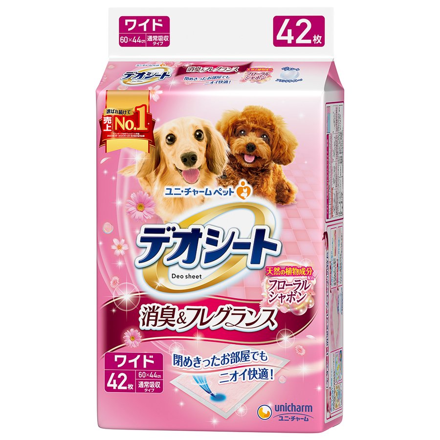 【J】 ユニ・チャーム デオシート 小型犬用 フローラルシャボンの香り ワイド (42枚) ペットシーツ
