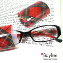 【SALE】Bayline ベイライン リーディンググラス(老眼鏡)テンプルレッドチェックデザインプラスチックケース バイアスチェック おしゃれ かわいい ブラ...