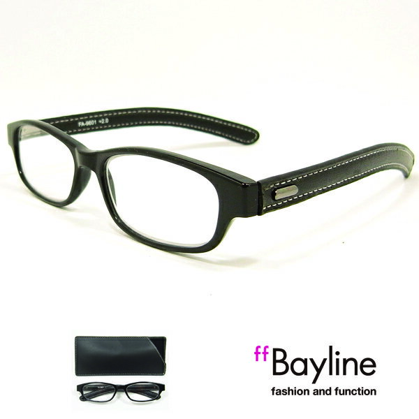 Bayline リーディンググラス（老眼鏡）レザー調 ホワイトステッチ リーディンググラス スタイリッシュ 老眼鏡 おしゃれ 40代 50代 小粋 男女兼用 プレゼント 1.0/1.5/2.0/2.5