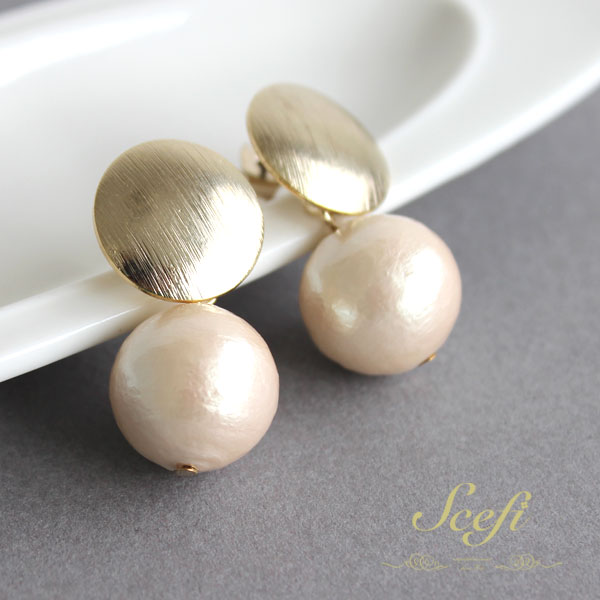 コットンパールボールピアスゴールド...