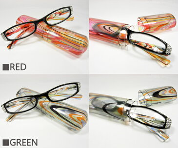 【SALE】リーディンググラス マーブル柄ラインストーン/プラスチックケース☆ 老眼鏡 可愛い