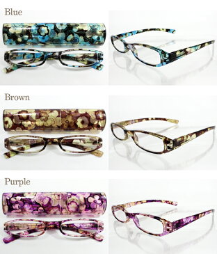 【SALE】Bayline/ベイライン リーディンググラス 老眼鏡 モダンアート花柄 プラスチックスリムケース