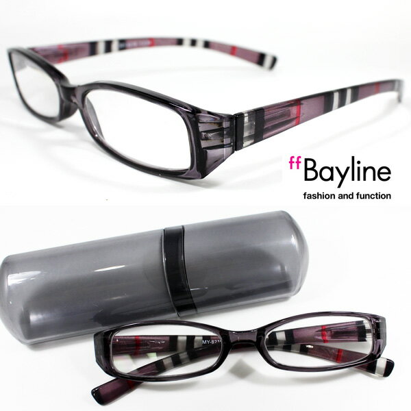 【SALE】 Bayline(ベイライン) リーディンググラス テンプルストライプ/クリアブラック 父の日 老眼鏡 おしゃれ レデ…