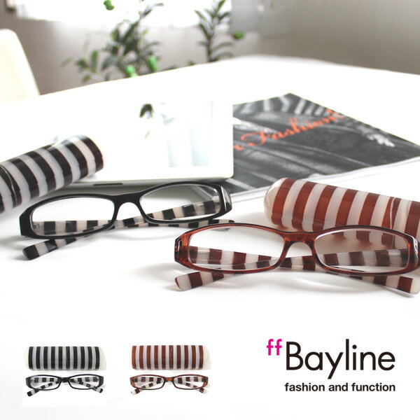 リーディンググラス 【SALE】Bayline リーディンググラス 老眼鏡 おしゃれ 50代 ストライププラスチックケース 男性 女性 ユニセックス シニアグラス