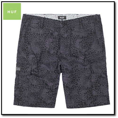 HUF DELANCY CARGO SHORTS / BLACK SHELL SHOCK メンズファッション ボトムス　ショーツ　ショーパン