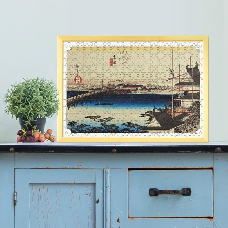 東海道五十三次 吉田宿 豊川ノ橋 歌川広重 0286 ジグソーパズル パズル 300ピース 程 ジグソー おしゃれ 名画 遊ぶ 子供 高齢者 難易度 難しい 人気 インテリア 安い コツ プレゼント ギフト イラスト 楽しい 認知症予防 頭の体操 脳トレ 海外 有名 簡単