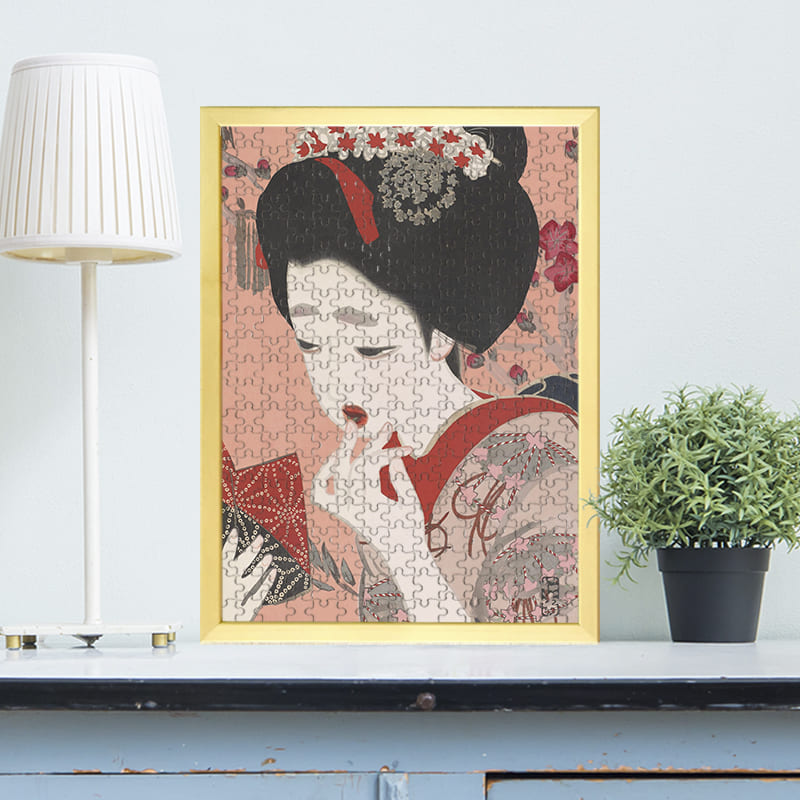 新浮世絵美人合 三月 口紅 北野恒富 0579ジグソーパズル パズル 300ピース 程 ジグソー おしゃれ 名画 遊ぶ オフライン 子供 高齢者 難易度 難しい 人気 インテリア 安い コツ プレゼント ギフト イラスト 認知症予防 脳トレ 簡単