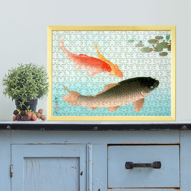 緋鯉と鯉 小原古邨 0552 ジグソーパズル パズル 300ピース 程 ジグソー おしゃれ 名画 遊ぶ オフライン 子供 高齢者 難易度 難しい 人..