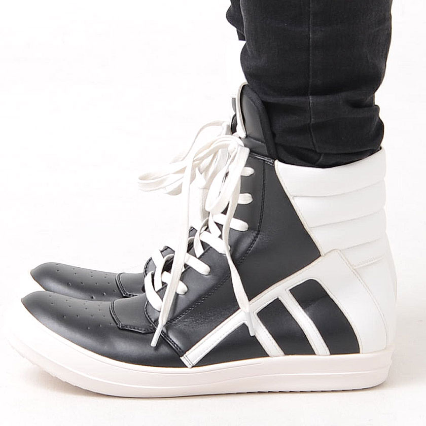 イケオジ スニーカー メンズ ハイカット ミスタ—ジョージ 40代 50代 60代 ブランド レースアップハイカットスニーカー/全3色シューズ 靴 PUレザー レースアップ ストリート ホワイト ブラック 黒 白