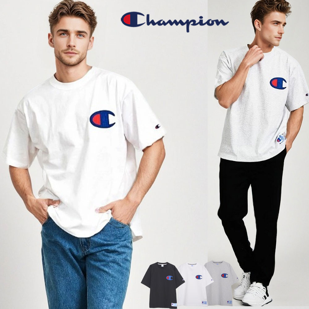 楽天Mr.GEORGE ミスタージョージイケオジ ちょいワル おしゃれ Champion チャンピオン Tシャツ メンズ 40代 50代 メンズ ファッション 半袖Tシャツ 半袖 ブランド 白T ロゴ 綿 コットン ストレッチ スポーツ ホワイト グレー 黒 大人 中年男性 服 春 夏 国内正規代理店 正規品