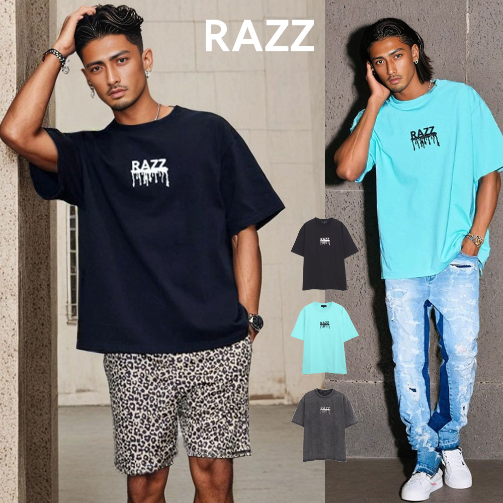 イケオジ ちょいワル 大人男性 40代 おしゃれ 50代 メンズ ファッション Tシャツ 半袖 ブランド 半袖Tシャツ トップス カットソー RAZZIS ラズ イケオジ ドロッピングサークル どろどろ 3D 刺繍 プリント 白T 大人 オラオラ 中年男性 服 春 夏