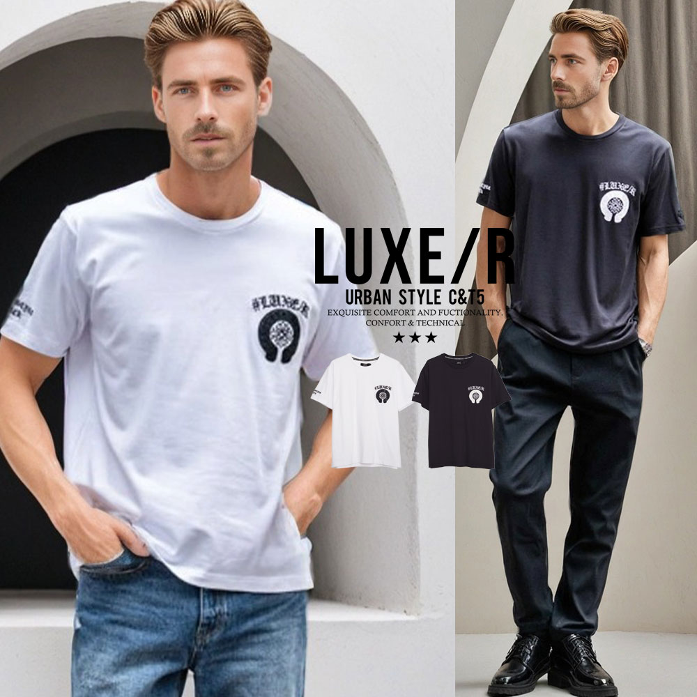 乐天商城 - イケオジ ちょいワル おしゃれ 50代 メンズ ファッション Tシャツ ブランド おしゃれ 半袖 半袖Tシャツ 半袖T トップス インナー ロゴ プリント 刺繍 カットソー 白 黒 カジュアル ストリート アメカジ 上品 オトナ 春 夏 LUXE/R ラグジュ