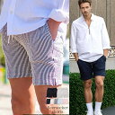 イケオジ ちょいワル おしゃれ 50代 メンズ ファッション ハーフパンツ おしゃれ ショートパンツ ショーツ 短パン シアサッカー パンツ ストライプ ストレッチ 膝上 ひざ上 スリム 細身 40代 中年男性 服 夏