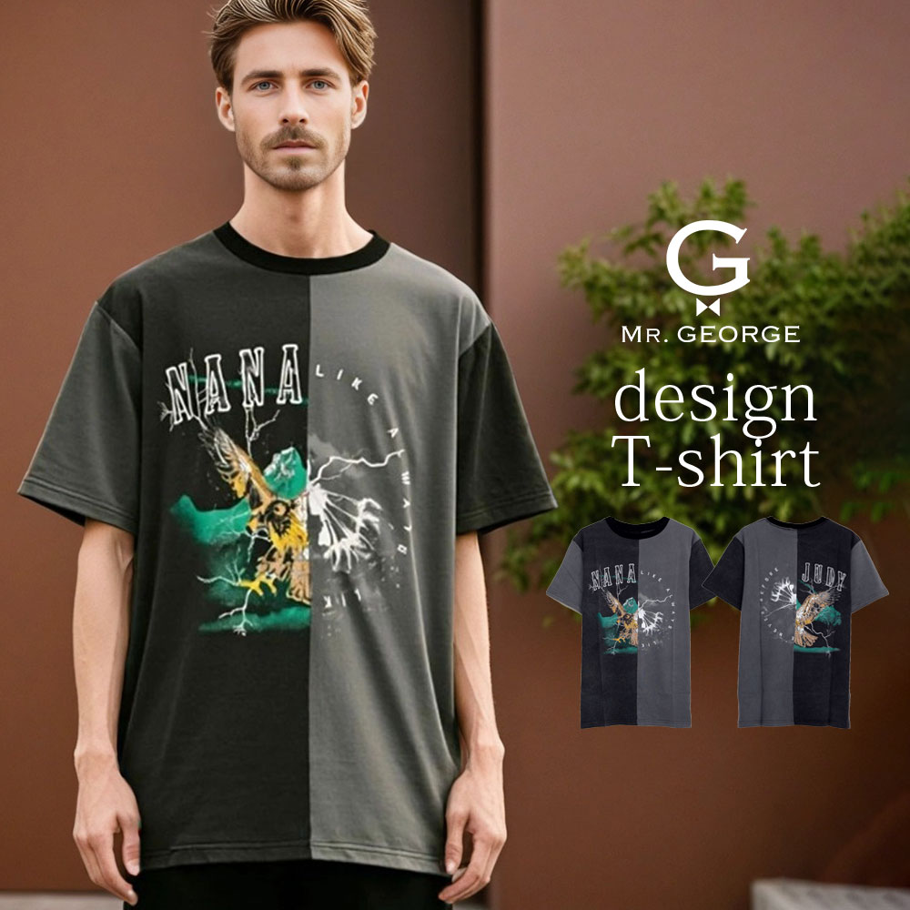 Rakuten - イケオジ ちょいワル おしゃれ 50代 メンズ ファッション Tシャツ レディース 切替 グラフィック 山 鷹 マルチカラー ロック系 ストリート モード ヴィンテージ風 個性派