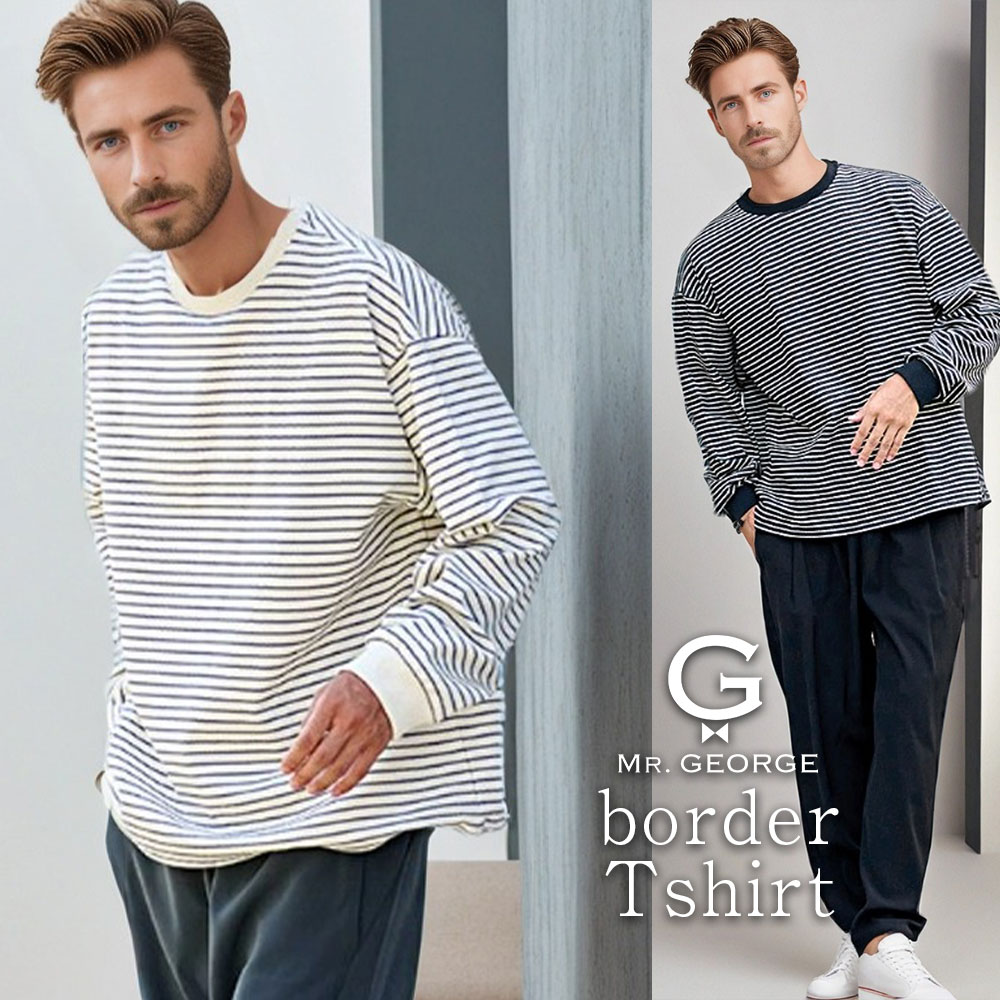 ロンT メンズ 長袖Tシャツ ブランド 長袖 Tシャツ おしゃれ カットソー ボーダー スピンドル ゆったり 大きいサイズ プルオーバー クルーネック トレーナー 大人 40代 50代 ちょいワル ユニセックス 秋 冬 秋冬 イケオジ