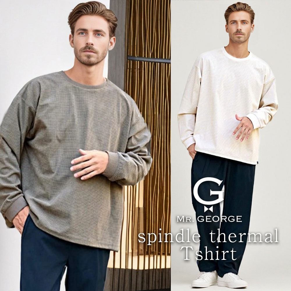 乐天商城 - ロンT メンズ ブランド 長袖Tシャツ サーマル 長袖 Tシャツ スピンドル ミニワッフル シンプル 無地 トレーナー プルオーバー トップス 大きいサイズ アウトドア 大人 40代 50代 ちょいワル ユニセックス 秋 冬 秋冬 イケオジ