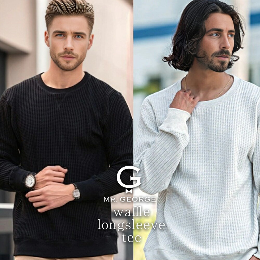 トレーナー メンズ 40代 ワッフル サーマル ロンT 長袖Tシャツ プルオーバー スウェット スエット 無地 シンプル ヘンリーネック 長袖 Tシャツ 部屋着 JEMORGAN LONG JOHNS 白T 白Tシャツ 40代 50代 ユニセックス 秋 冬 秋冬 秋 イケオジ ちょいワル