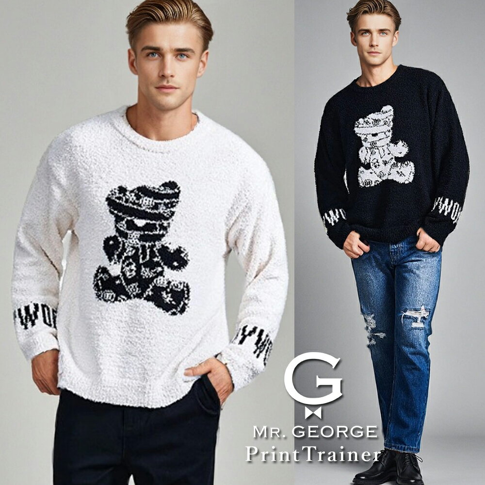 イケオジ ニット 50代 セーター メンズ ブランド おしゃれ 暖かい あったか モール もこもこ ジャガード ベア クマ Hollywood rich. & ...