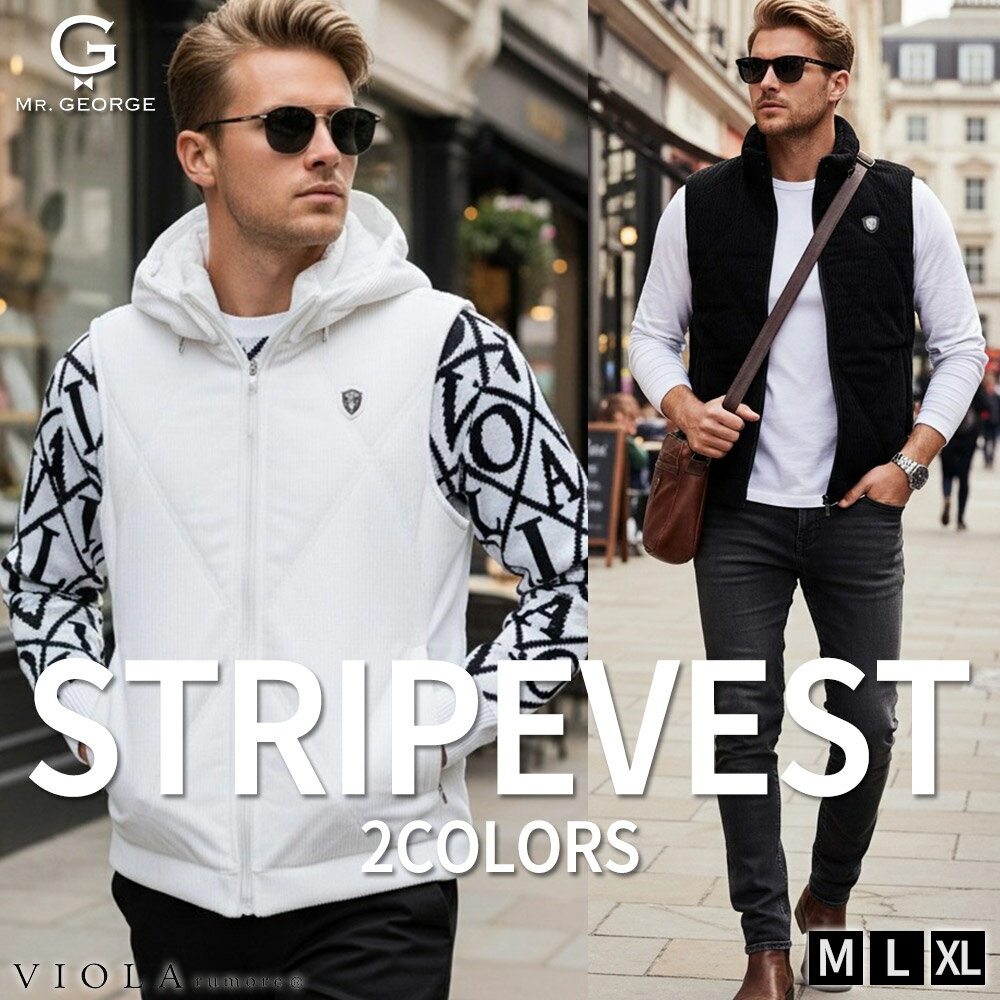 イケオジ ジャケット 50代 中綿ベスト メンズ アウター おしゃれ ブルゾン 中綿 VIOLA ヴィオラ ビオラ ブランド ロゴ 刺繍 フード 脱着 2WAY 防寒着 暖かい あったか ホワイト ブラック 大人 40代 ちょいワル 冬 秋冬