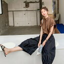 パンツセットアップ ☆ 上下セット パンツ 半袖シャツ 大人カジュアル ゆったり オーバーサイズ フリーサイズ ツートンカラー