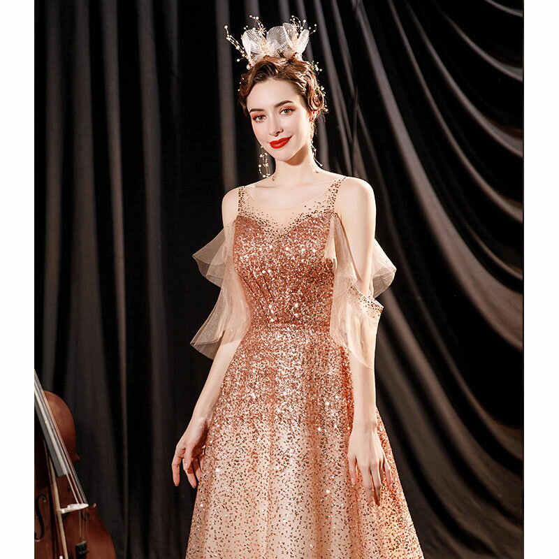 カラードレス 花嫁 パーティードレスス 二次会 ウエディングドレス 結婚式 ワンピース カクテルドレス きんいろ aラインドレス デコルテ バックレス スパンコール お呼ばれドレス ピアノ 発表会 ブライダル 大きいサイズ 小きいサイズ エレガント セクシー オーダーメイド