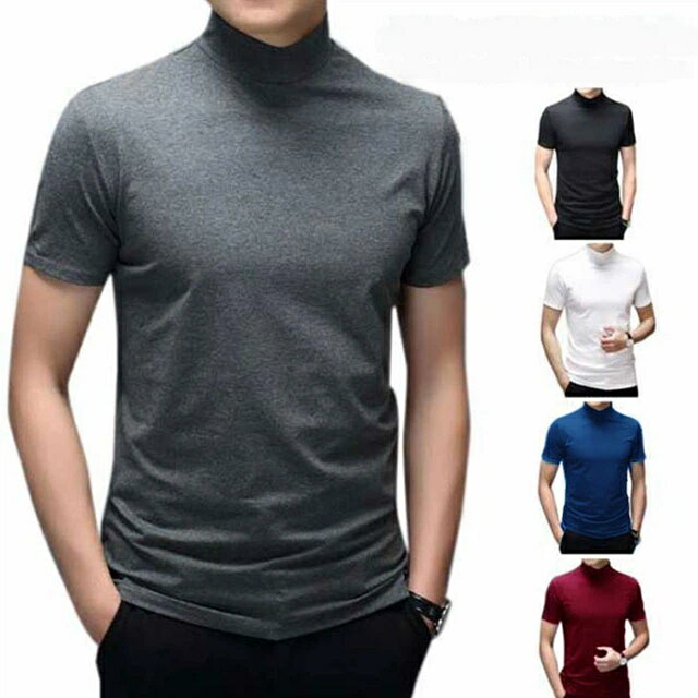 Rakuten - ハイネック メンズ 半袖 tシャツ カットソー ゴルフウェア ゴルフ 無地 モックネック 春 夏 ティーシャツ ボトルネック トップス インナー カジュアル レイヤー 普段着 通勤 シンプル