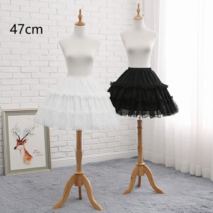 パニエ ワイヤーパニエ 丈47cm 膝丈 ミディアム丈 夏用 涼しい フリル レース ロリ...