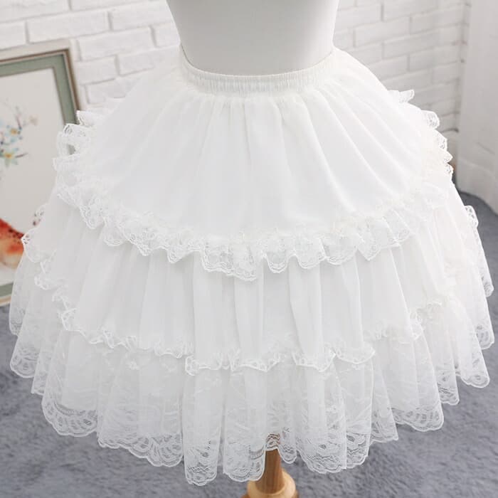 パニエ ワイヤーパニエ 丈47cm 膝丈 ミディアム丈 夏用 涼しい フリル レース ロリ...