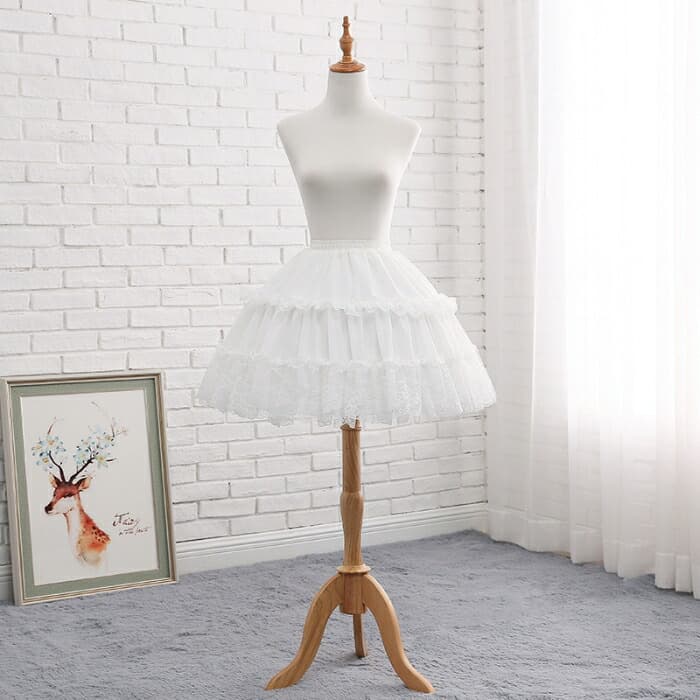 パニエ ワイヤーパニエ 丈47cm 膝丈 ミディアム丈 夏用 涼しい フリル レース ロリ...