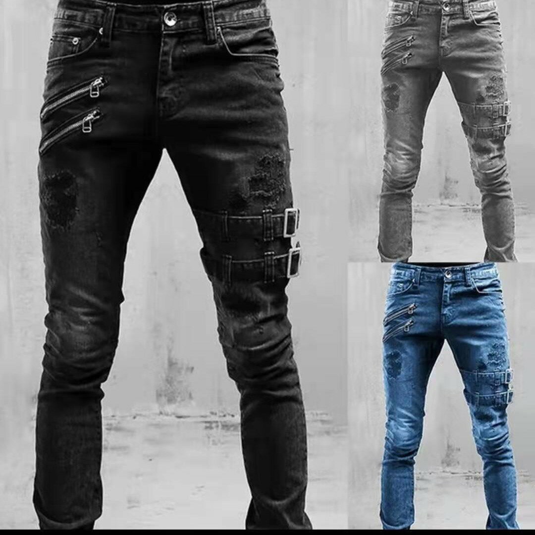 Rakuten - デニムパンツ メンズ スキニーパンツ スキニーデニム ダメージ加工 ストレッチ アメカジ ジョガーパンツ テーパード カジュアルパンツ おしゃれ ボトムス 美脚 春夏秋 夏物 夏 細身