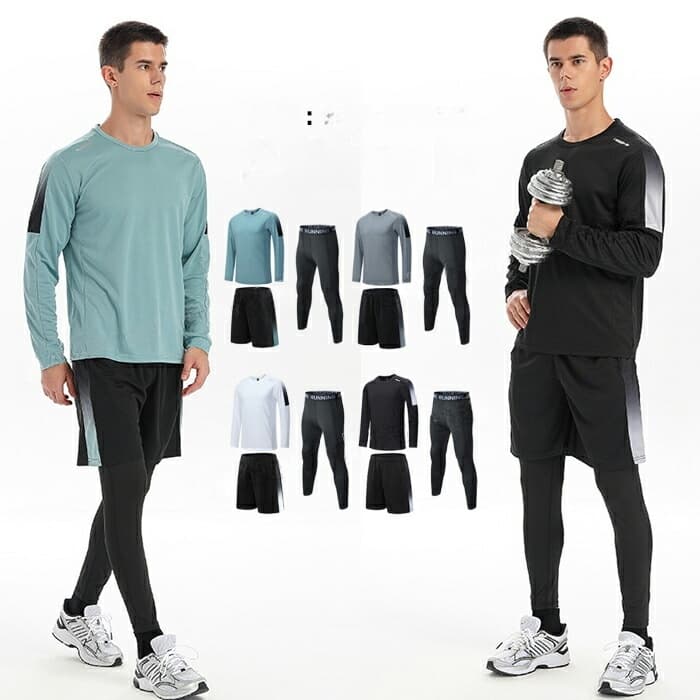 ランニングウエア メンズ セット 長袖 スポーツ アウトドア 続々登場 タイプA:黒+緑 タイプA:黒+灰色 タイプA:黒+青 タイプB:ピーコックブルー タイプB:グレー タイプB:ホワイト タイプB:ブラック M L XL 2XL 3XL 4XL 5XL