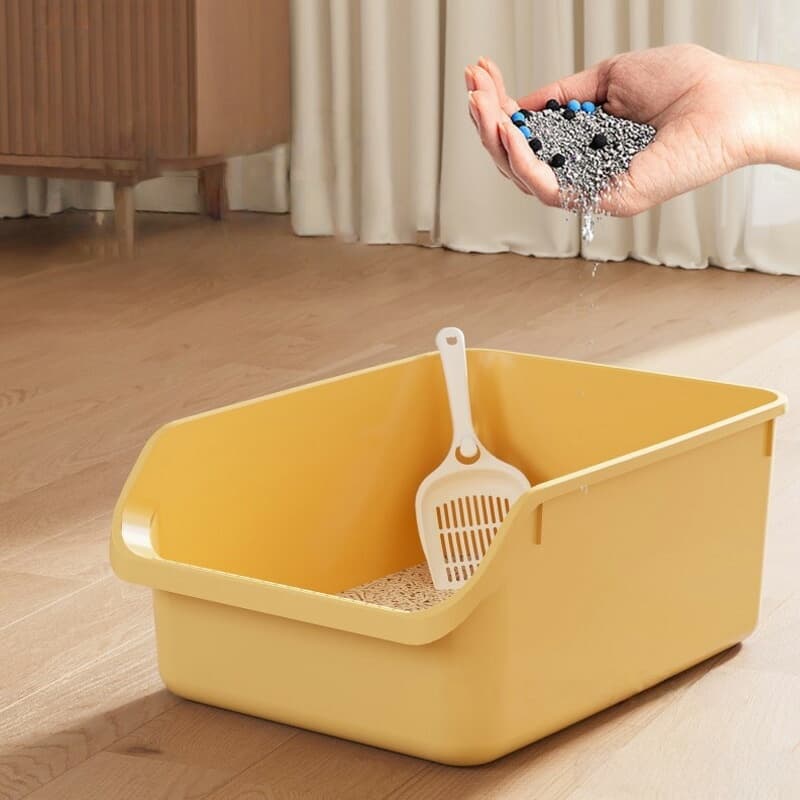 ー 洗える 散らかりにくい オープン ハーフカバー ペットケア 掃除 大容量 スコップ付き 抗菌防臭 大きめ 猫用トイレ