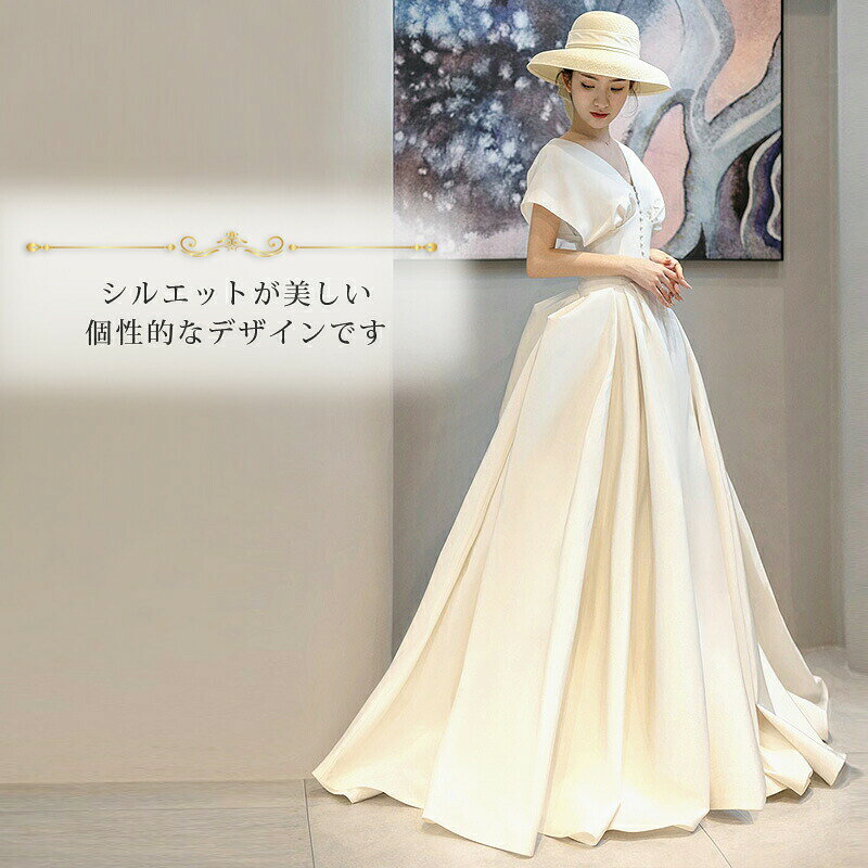 前撮り ドレス全2色 個性派レトロなパネルデザインドレス ウェディングドレス くるみボタン 半袖 袖あり プリンセスライン 結婚式 花嫁 インポート 発表 パーティ ブライダル 海外挙式