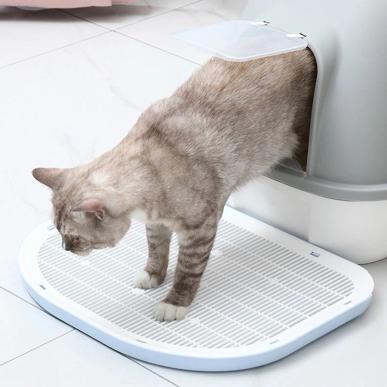 schikの猫トイレステップ 砂取りマット 大きな猫のトイレ ネコトイレ専用ステップ 大容量 砂 飛び散ら防止 掃除簡 ペットトイレ 猫用トイレ本体｜アングル2