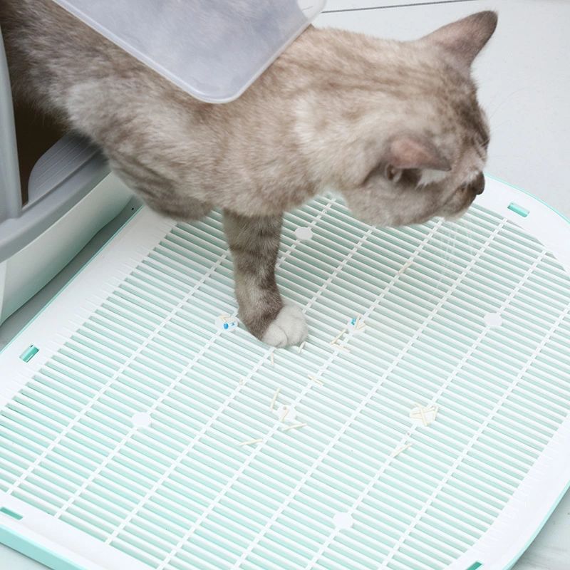 schikの猫トイレステップ 砂取りマット 大きな猫のトイレ ネコトイレ専用ステップ 大容量 砂 飛び散ら防止 掃除簡 ペットトイレ 猫用トイレ本体｜アングル3
