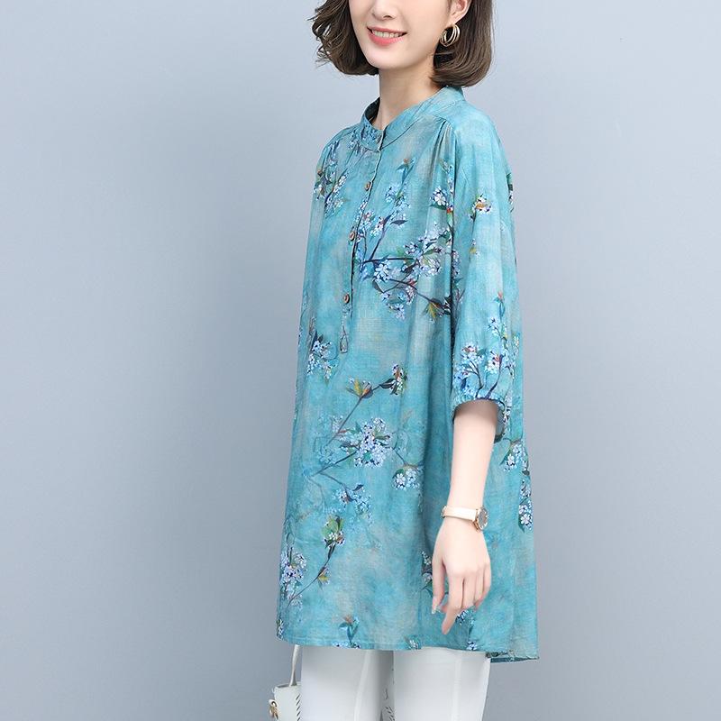 乐天商城 - ブラウス レディース 長袖 花柄 プルオーバー ゆったり 体型カバー カジュアル おしゃれ デザイン性 ミセスファッション 春秋 トップス 丸首 コットン